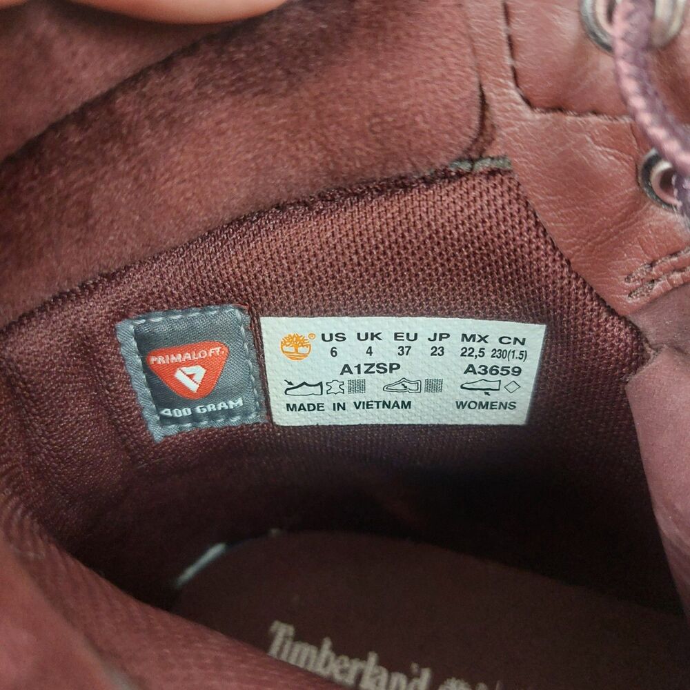 Timberland Linden Woods 6-In Waterproof Ankle Boots Women's Size 6 Burgundy - Picture 2 of 8